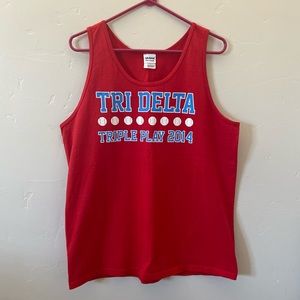 NEW Tri Delta Red Tank - Triple Play - Size L